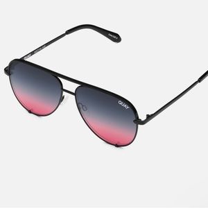 Quay Australia High Key Sunglasses in Black Frame / Black Pink Mirror Lens / NIB